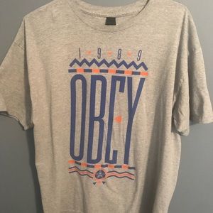 VINTAGE XL GREY OBEY 1989 T-SHIRT